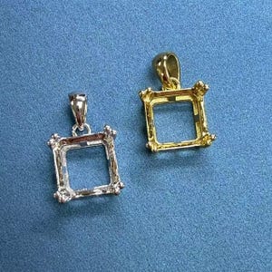 Sterling Silver Square Ring Setting, Square Ring Head, 925 Silver Ring Prong Setting w/ Claw, Solitaire Ring, Ring Band 6mm 7mm 8mm 9mm 10mm