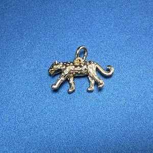 18K Gold Plated 3D Leopard Charm Pendant, Animal Bracelet, Feline Necklace, Wildlife Earring, Dark Fashion Jewelry, Punk Charm, Safari Charm
