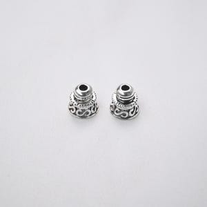 Ponteiras de contas em filigrana de prata esterlina, formato de cone com borla (6*7/6*8/7*7/7*8 mm)