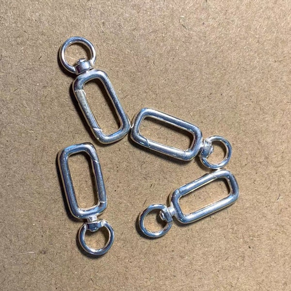 Sterling Silver Rectangle Clasps, Swivel Push Clasp, Hinged Ring Clasp, Spring Gate Clasp, Holder Clasp, Necklace Clasp, Bracelet Clasp