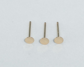 14k Gold Filled Flat Pad Earring Posts, 2mm-5mm