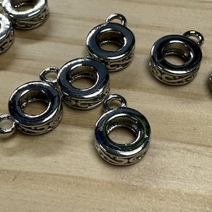 14K Gold Plated Spiral Tube Beads w/ Bail, Gold Tone Round Smart Beads, Large Hole Tube Stopper Beads, Necklace Beads, hole 4.3mm 5.3mm