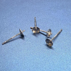 20pairs Stud Earring Posts with Cup Peg for Half Drilled Pearl Beads, 925 Silver Stud Ear Wire Post,Jewelry Making  2.5mm 3mm 4mm 5mm 6mm