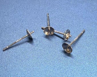 20pairs Stud Earring Posts with Cup Peg for Half Drilled Pearl Beads, 925 Silver Stud Ear Wire Post,Jewelry Making  2.5mm 3mm 4mm 5mm 6mm