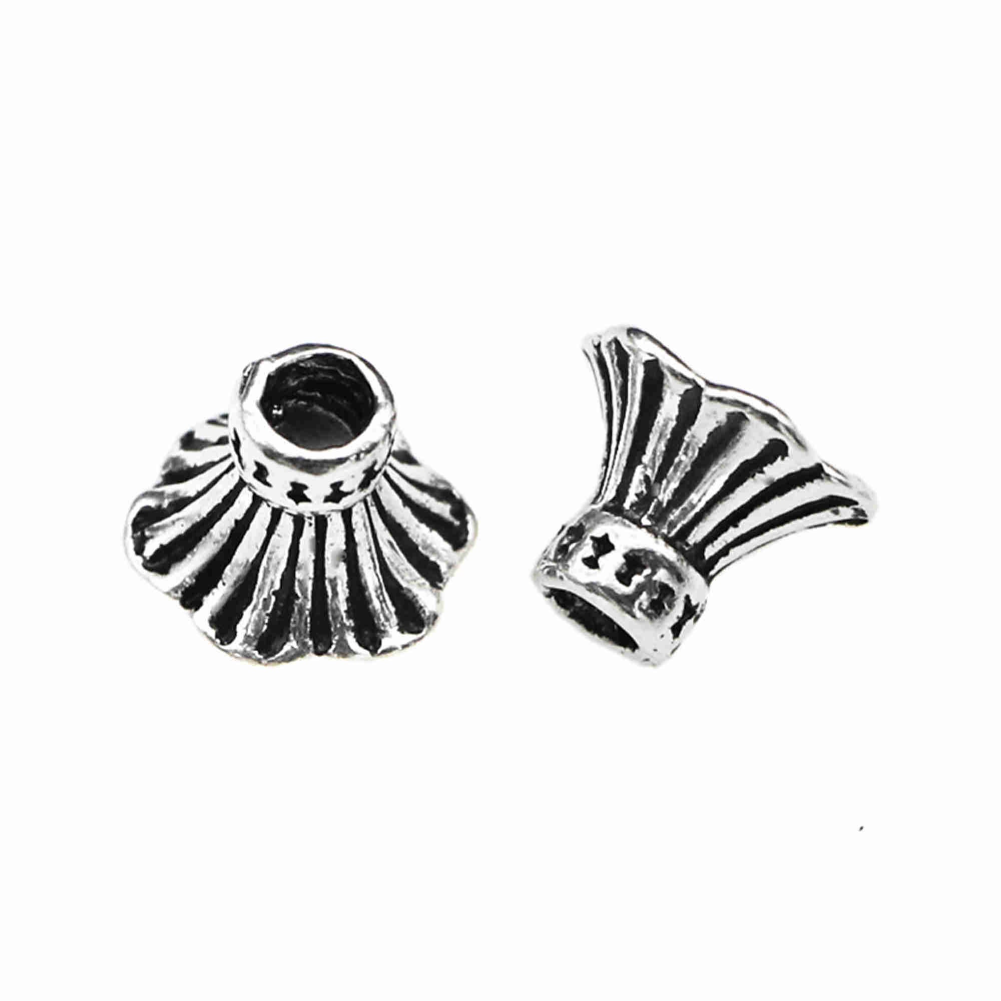Sterling Silver Flower Bead Caps Tower Bead Caps S925 Silver Etsy
