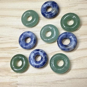 15mm Natural Gemstone Donut Beads, Rondelle Beads, Donut Beads, Large Hole Beads, Healing Gemstone Beads, Natural Stone Bead,Earring Pendant