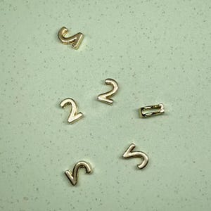 14K Gold Plated Number Beads, Gold Tone Digit Bead, Figure Bead, Numeral Bead, Counting Bead, Bracelet Spacer, Arabic Numerals Bead