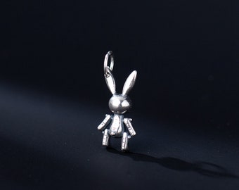 Charm de conejo de plata de ley, colgante de conejito, joyería de animales