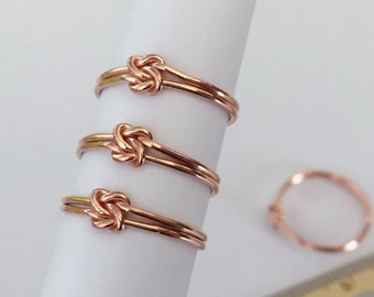 14K Rose Gold Filled Knot Stacking Rings, Rose Gold Filled Clad Double Line Ring, Tie Knot Stackable Ring  15.7mm 16.5mm 17.3mm 18.2mm