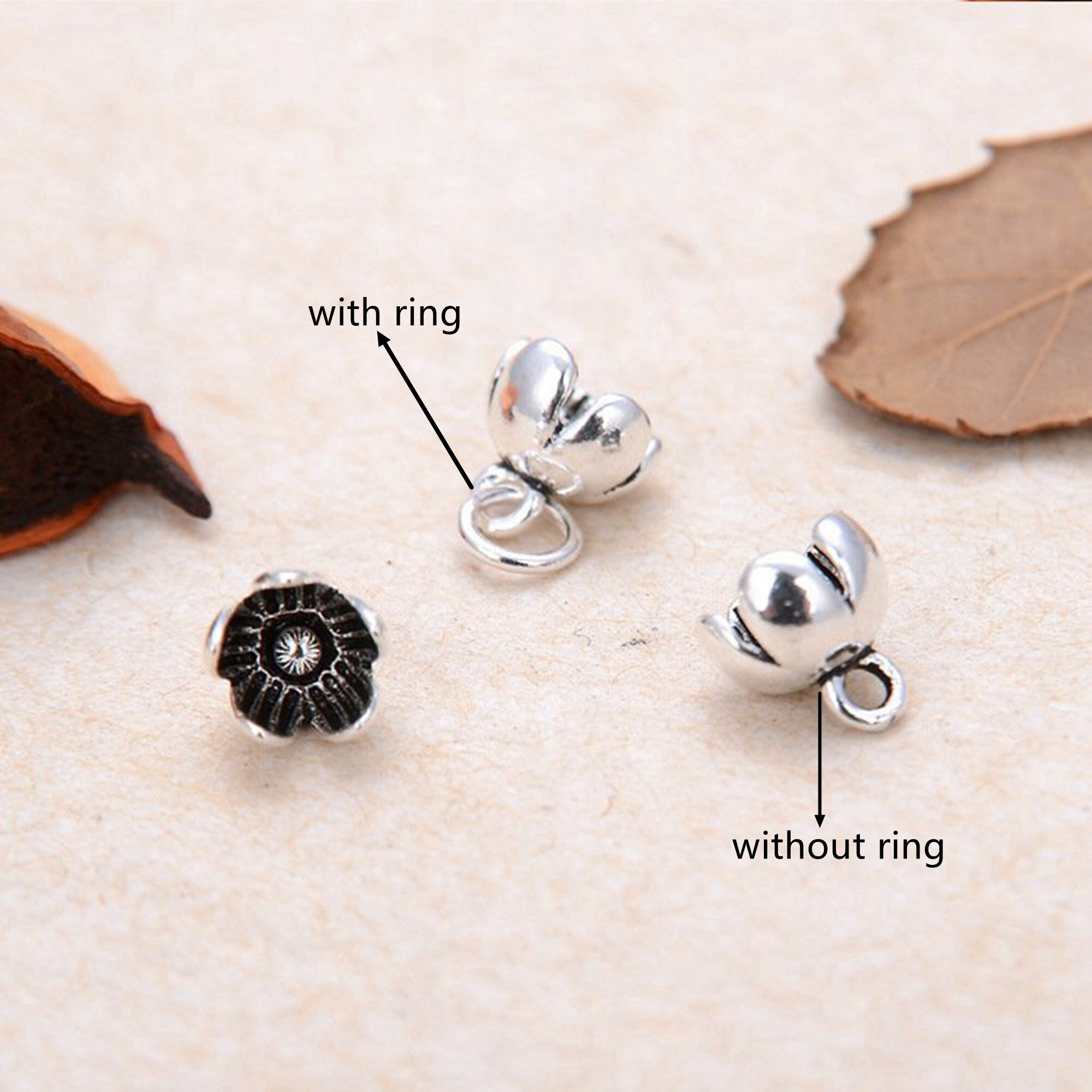 Sterling Silver Flower Charm Pendant, Bud Bracelet