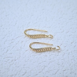 14K Gold Plated Earring Settings Ear Hooks, Gold Tone Earring Hooks For Jewelry Making, Simple Earring Hooks with Loop, Ear wire