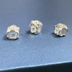 Sterling Silver Flower Cube Beads, Plum Blossom Jewelry Making Supplies (4mm 5mm 6mm 8mm)