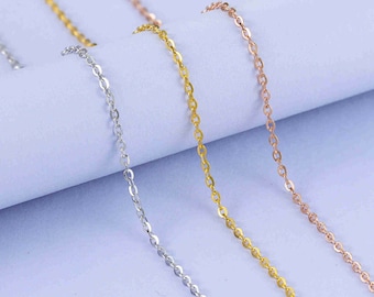 Sterling Silver Cable Chain , 925 Silver Necklace Chain, Necklace Cable Chain, Jewelry Making supplies 16" 18" bulk chains