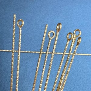 14K Gold Filled Twist Eye Pin Headpins, Gold Filled Eyepin, Gold Filled Eye Pin for Jewelry Making, Gold eyepin 19mm 25.4mm 38.1mm 44.5mm