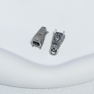 Ponteira em Prata de Lei com Cabeça de Dragão para Cordão, Ideal para Pulseiras (7,5 x 15,5 mm)