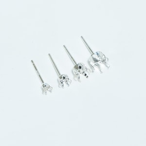 5 Paar Sterling Silber Krallen Ohrring-Rohling, 925er Silber 6 Zacken Ohrring-Posten für facettierten Stein 3 mm 4 mm 5 mm 6 mm, Ohrring-Komponenten
