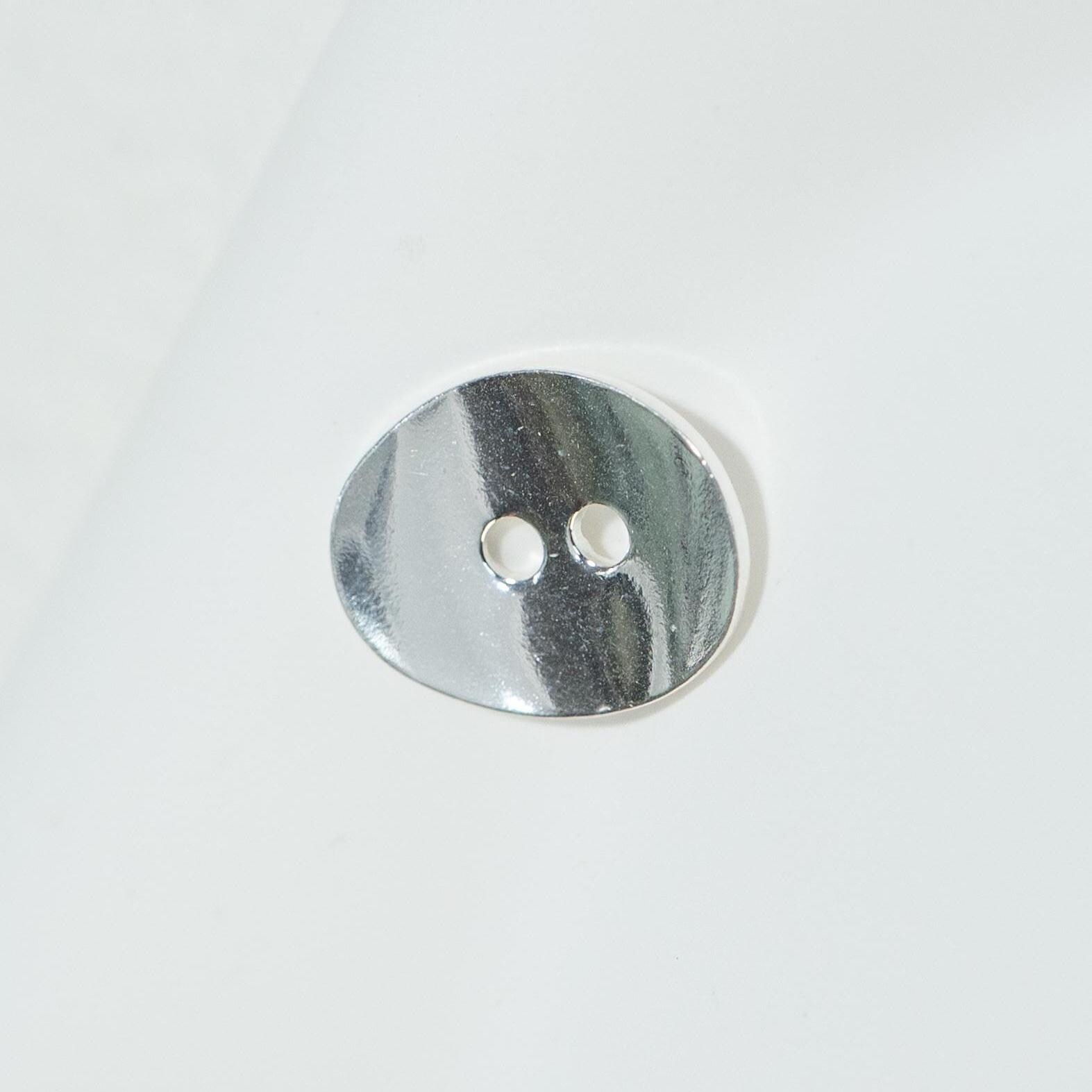 5 Boutons Métal Ovale Noir Argenté 14x10 Mm - Lot Pour Couture Et Créations DIY