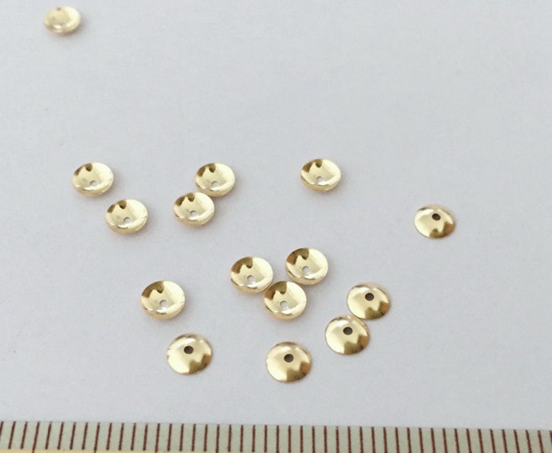 14K Gold Filled Bead Caps, 3mm 4mm Bead Caps, Gold Filled Blank Bead Caps For Jewelry Making Supplies, Bulk Spacer Beads Caps image 1