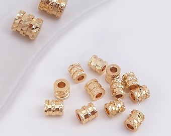 10 cuentas tubulares chapadas en oro de 14 quilates para la fabricación de joyas (6*6,6 mm)