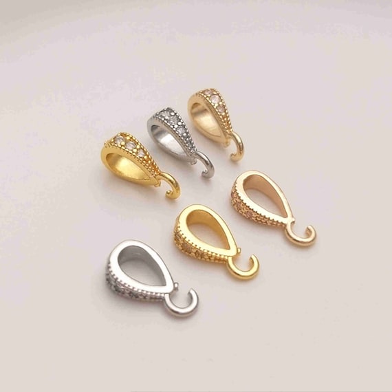 10pcs 14K Gold Plated Shiny Pinch Bails, Gold Tone Pinch Bail Set