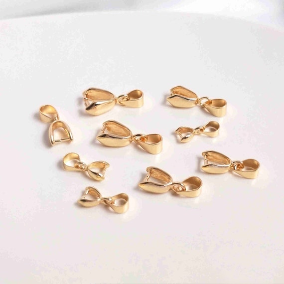 14K Gold Filled Shiny Pendant Bail, Pinch Bails, Charm Pinch Bails