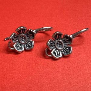 Silber Blumen Ohrring Haken, s925 Silber Ohrring Haken Für Schmuckherstellung, Kreuz Ohrring Haken mit Schlaufe, Blatt Ohr Draht