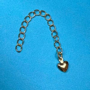 10pcs 14K Gold Plated Heart Extension Chains, Gold Tone Chain Extenders, Necklace Drop Extender Chains, Water Drop Flower Chain 56mm