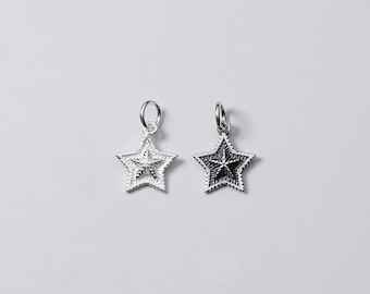 Sterling Silver Star Charm Pendant, Celestial Bracelet, Galaxy Necklace, Sky Earring, Starry Jewelry, Twinkling Star Charm, Charms In Bulk