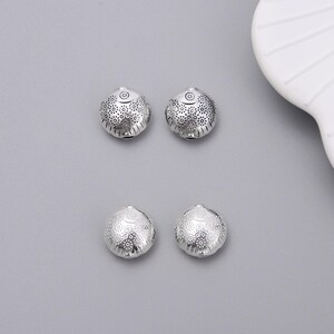 Sterling Silver Puffy Sun Fish Spacer , Thai Silver 3D Pressed Round Fish Bead, Pattern Spacer,Marine Life Bead, Cute Animal Bead 12mm