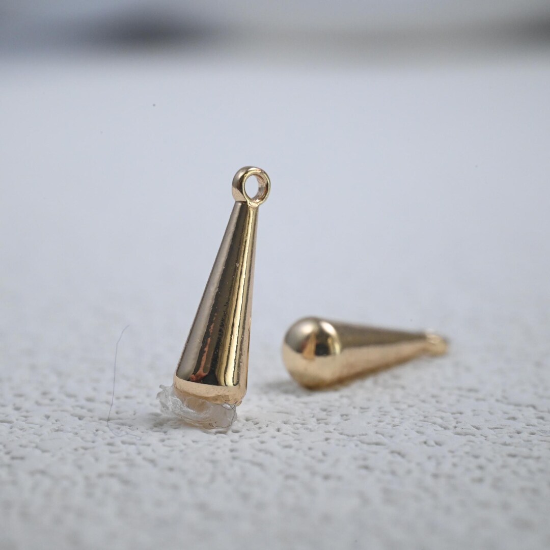 14K Gold Plated Brass Drop Pendant, Long Drop Pendant, Water Drop ...