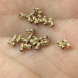 14K Gold Filled Crimp Tube Beads, Gold Filled Crimp Beads, Tiny Tube Spacer Beads, Gold Twist End Tube Spacer 2*2mm 2*3mm