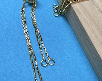 14K Gold Tone Adjustable Bolo Bracelet Box Chain, Jewelry Making Supplies