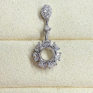 Sterling Silver Round Ring Setting, Flower Ring Head, 925 Silver Ring Prong Setting With CZ Flower, Solitaire Ring Setting, Ring Band 6x6mm