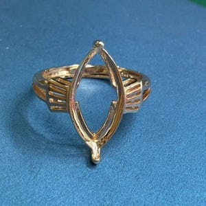 Sterling Silver Marquise Ring Setting, Oval Ring Head, 925 Silver Ring Prong Setting With Claw, Art Deco Ring Band 6*12mm 7*14mm 8*16mm