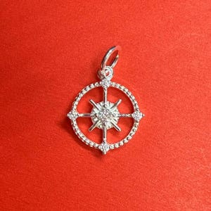 Sterling Silber Kompass Charm Anhänger, Nautische Armband, Halskette, Sailor Ohrring, kleine Charme, Reise Schmuck, Karte Charme