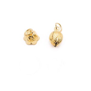 18K Gold Plated Over Sterling Silver Lotus Pod Bell Charm, 925 Silver Flower Bud Bell Charm, Flower Bell Charm,Necklace Charm,Bracelet Charm