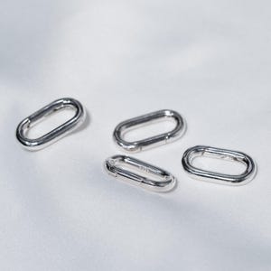 Sterling Silver Oval Spring Clasp, Hinged Ring Connector