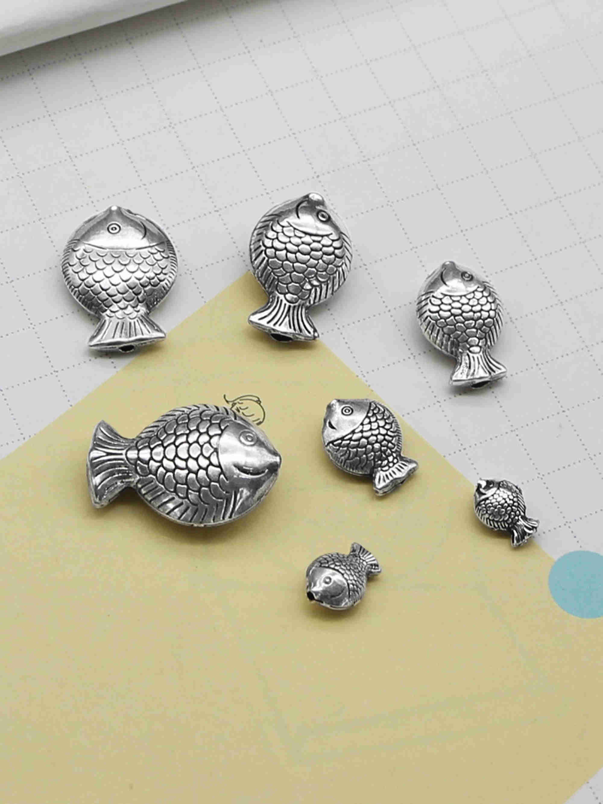 Sterling Silver Fish Beads Fish Bead Animal Bead Jewelry Etsy