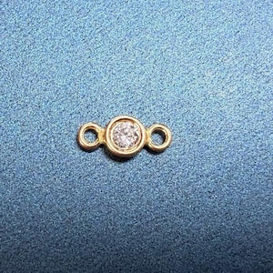 14K Gold Filled Bezel Drop Charms 3mm 4mm, Gold Filled CZ Stone Bezel Connector Charm for Bracelet Necklace, Round Connector Charm