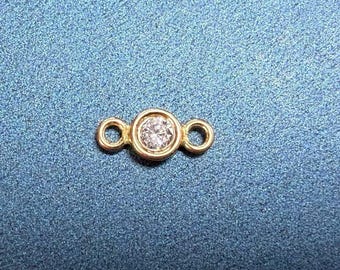 Charm conector de bisel de circonita cúbica chapado en oro de 14 quilates, 3 mm 4 mm