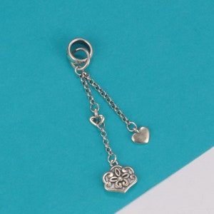 Sterling Silver Pony Bead Charm w/ Tassel,925 Silver Cloud and Heart Tassel Charm for Jewelry Making Supplies,Necklace Charm,Bracelet Charm