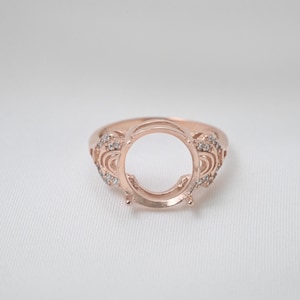 Montura de anillo redonda de plata de ley con garra, banda de anillo delicada de 5-9 mm