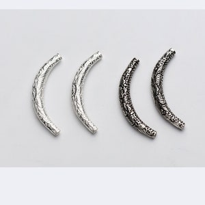 Sterling Silver  Noodle Tube Beads, Curve Tube Beads, 925 Silver Flower Tube Beads s925 Silver 39mm tube