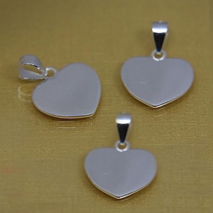 Sterling Silver Plain Heart Charm Pendant, Sweetheart Bracelet, Valentine Necklace, Love Earring, Romantic Jewelry, Friendship Charm