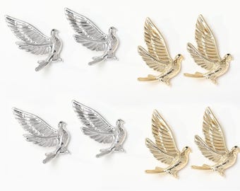 14K Gold Plated Peace Dove Charm, Flying Bird Jewelry