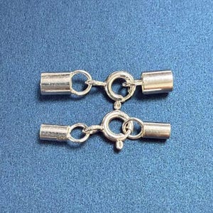Sterling Silber Lederband Endkappen Stecker, 925 Silber Band Endkappen mit Federringverschluss für Halskette & Armband 1 mm 2 mm 3 mm