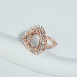 Sterling Silver Triangle Ring Setting, Claw Prong, Luxury Ring Band  6-9mm
