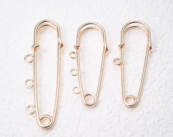 14K Gold Plated Brooch Pin with Loops, Kilt, Charm