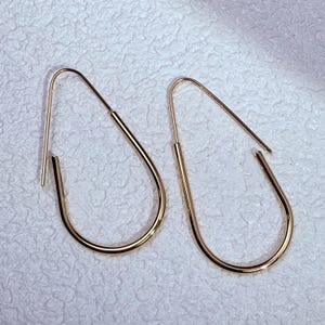 18K guldpläterade droppformade örhängeskrokar, geometriska öronkrokar (20 x 40 mm)