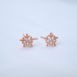Sterling Silver Flower CZ Earring Posts with Loop